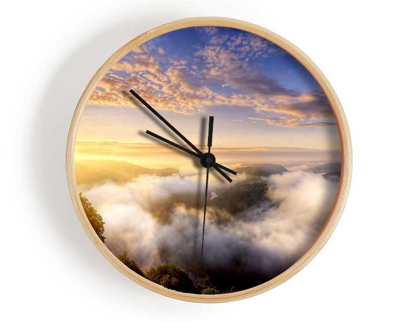Morning Mist Over The Forest Clock - Wallart-Direct UK