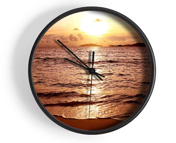 Sunset Beach Sparkle Clock - Wallart-Direct UK