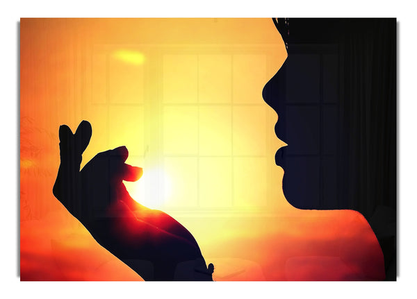 Die Sonne in ihrer Handfläche