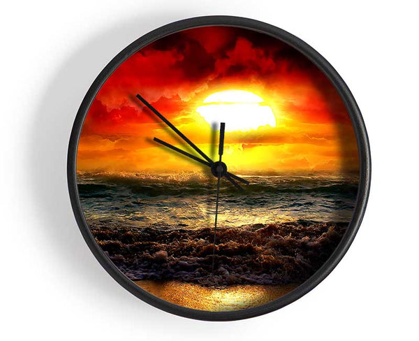 The Perfect Red Sunrise Clock - Wallart-Direct UK