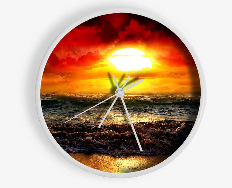 The Perfect Red Sunrise Clock - Wallart-Direct UK