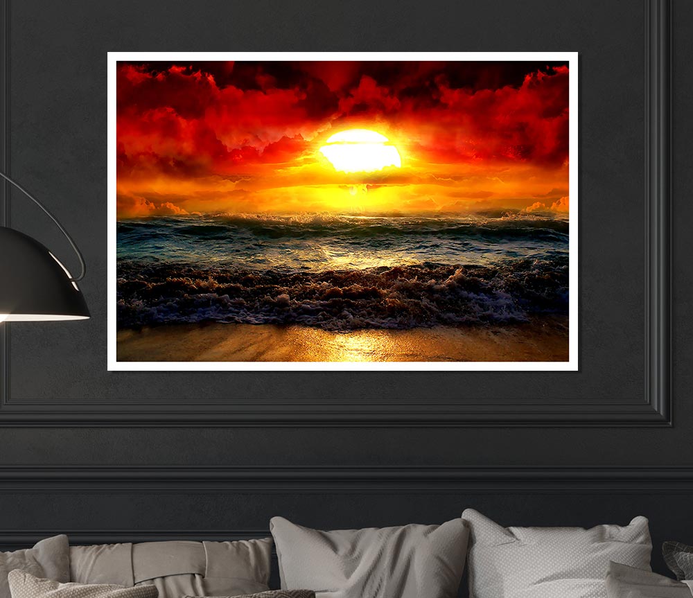 The Perfect Red Sunrise Print Poster Wall Art