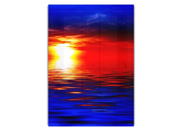 Elektrischer blauer Sonnenuntergang am Ozean
