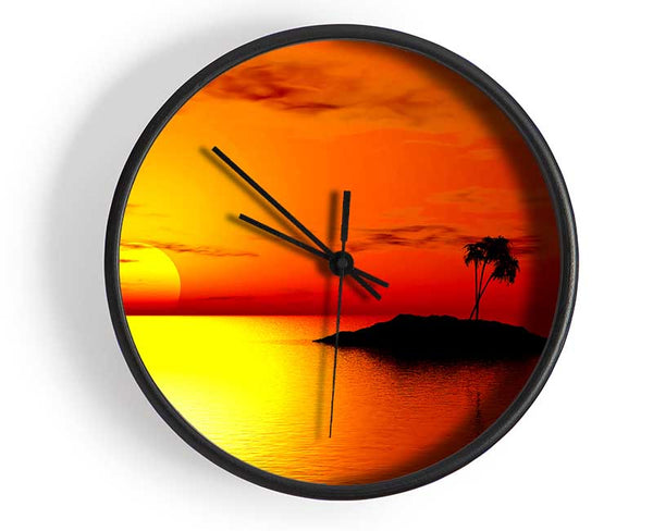 Stunning Golden Sunset Clock - Wallart-Direct UK