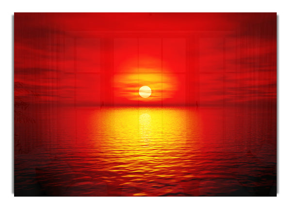 Roter Himmel über dem goldenen Ozean