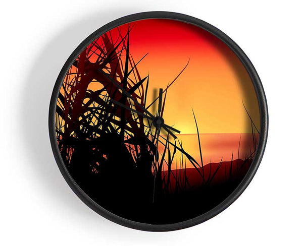 The Sunset Reeds Clock - Wallart-Direct UK