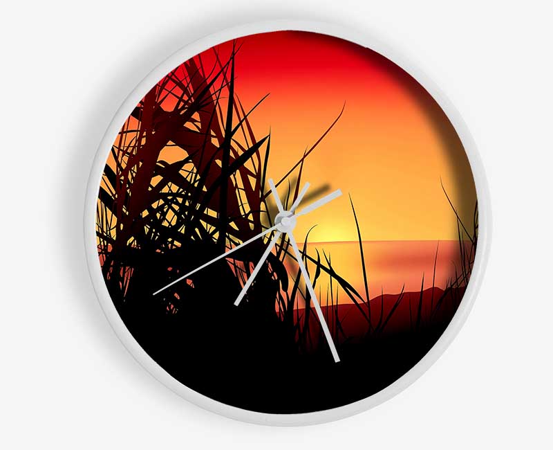 The Sunset Reeds Clock - Wallart-Direct UK