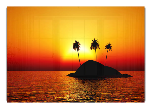 Palmeninsel bei Sonnenuntergang