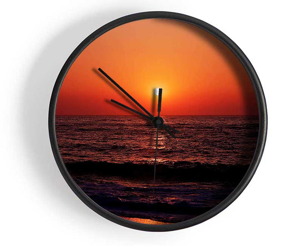 The Oceans Orange Sun Clock - Wallart-Direct UK