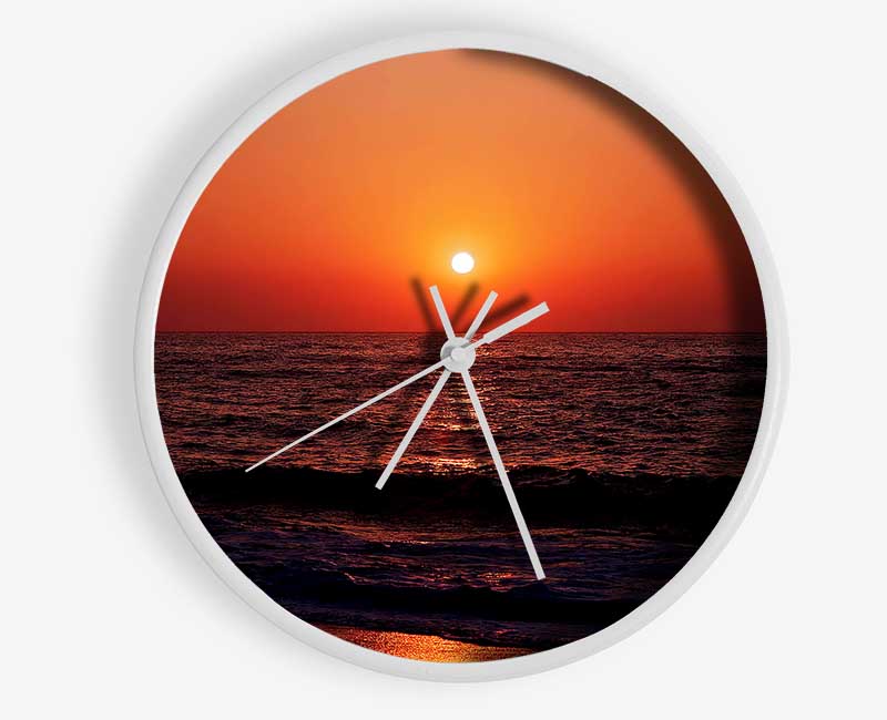 The Oceans Orange Sun Clock - Wallart-Direct UK