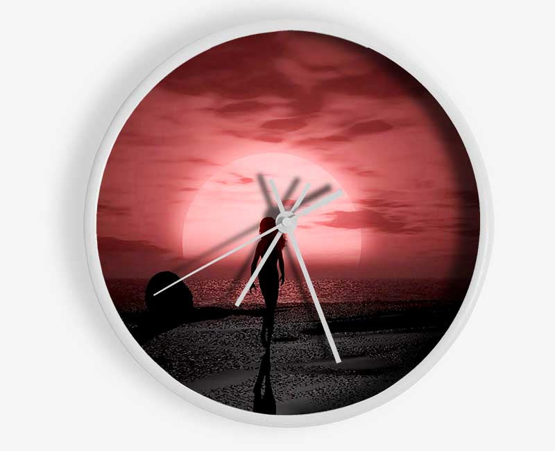 The Ocean Goddess Pink Grey Clock - Wallart-Direct UK