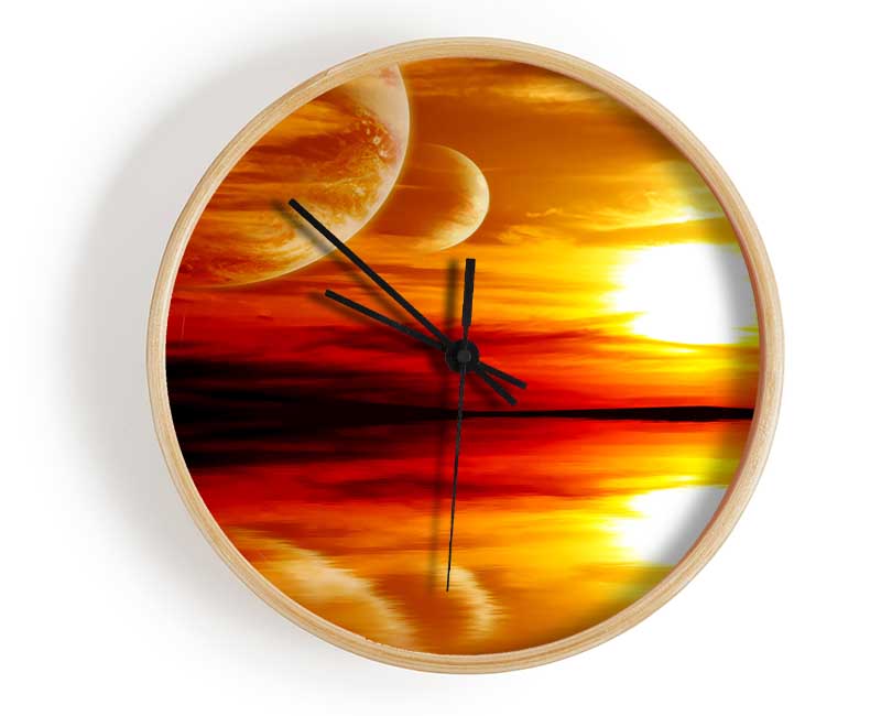 Stunning Planet Sunset Clock - Wallart-Direct UK