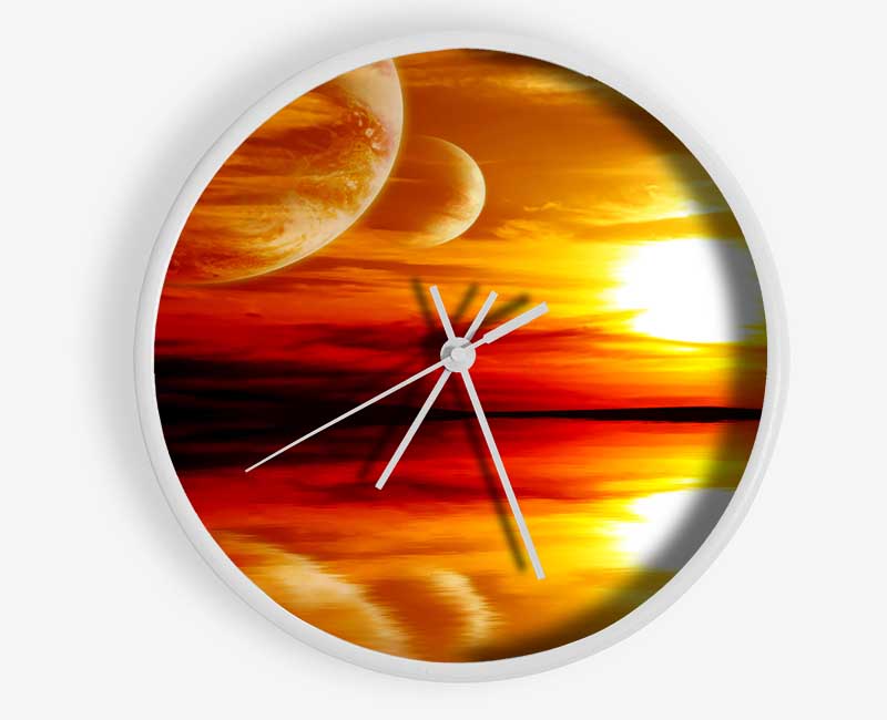 Stunning Planet Sunset Clock - Wallart-Direct UK