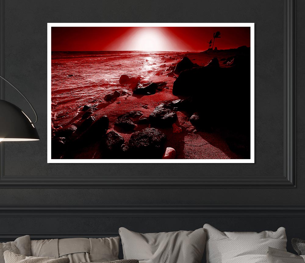 Evening Glow Red Print Poster Wall Art