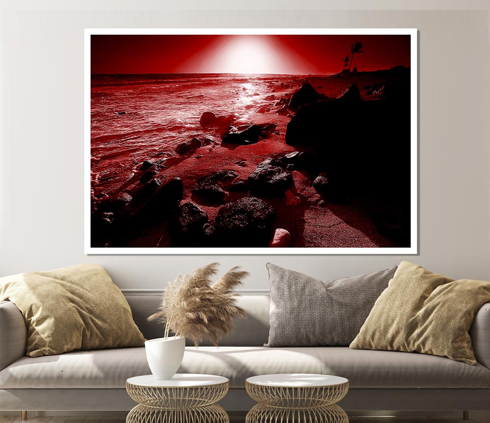 Evening Glow Red Print Poster Wall Art