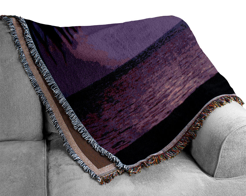 Sun Down Palm Purple Woven Blanket