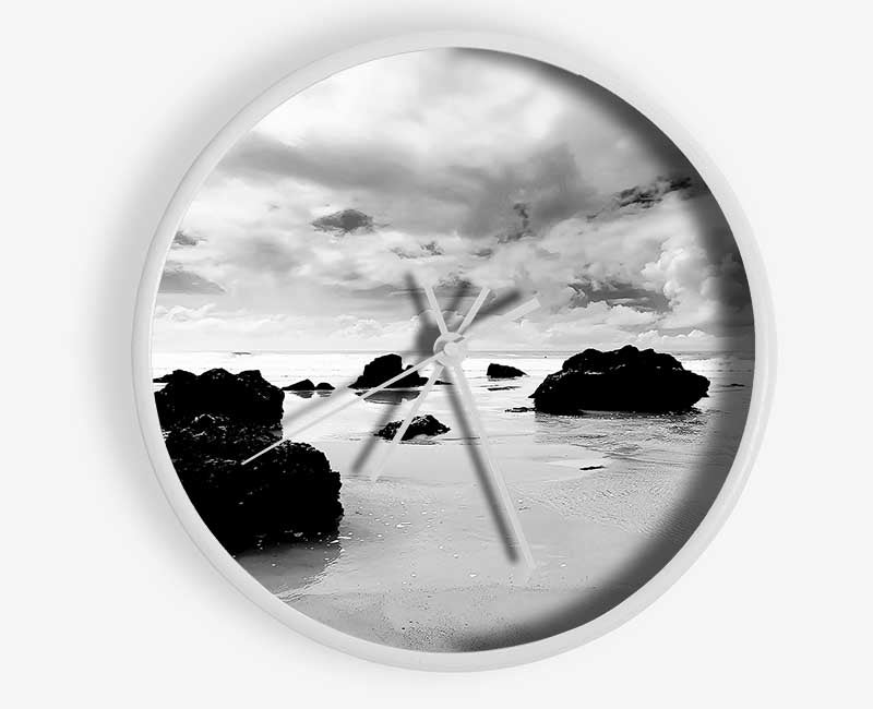 Until The Tide Returns B n W Clock - Wallart-Direct UK