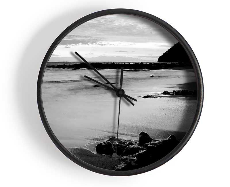 Sunset Tides B n W Clock - Wallart-Direct UK