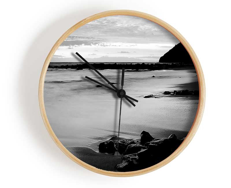 Sunset Tides B n W Clock - Wallart-Direct UK