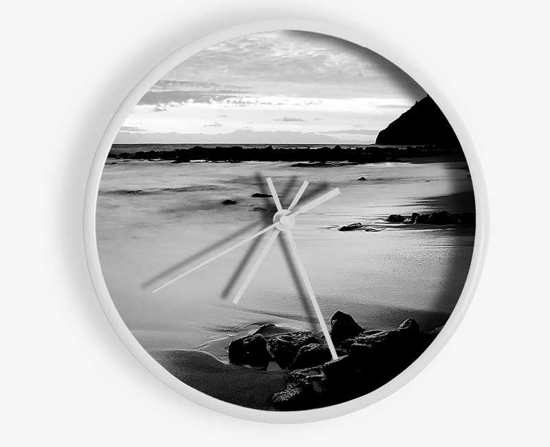Sunset Tides B n W Clock - Wallart-Direct UK