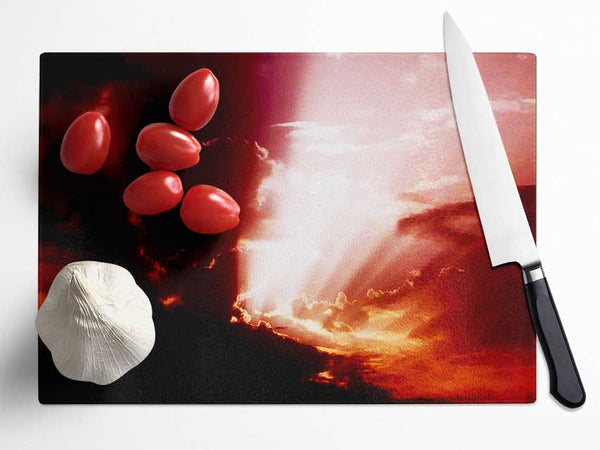 Sun Through The Clouds Red Glass Chopping Board