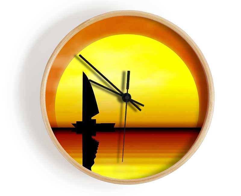 Boat Sailing In The Sunset Clock - Wallart-Direct UK