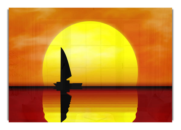 Boot segeln im Sonnenuntergang