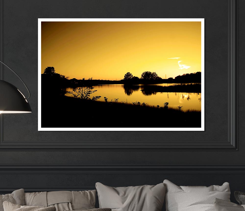 Yellow Peaceful Waters Print Poster Wall Art