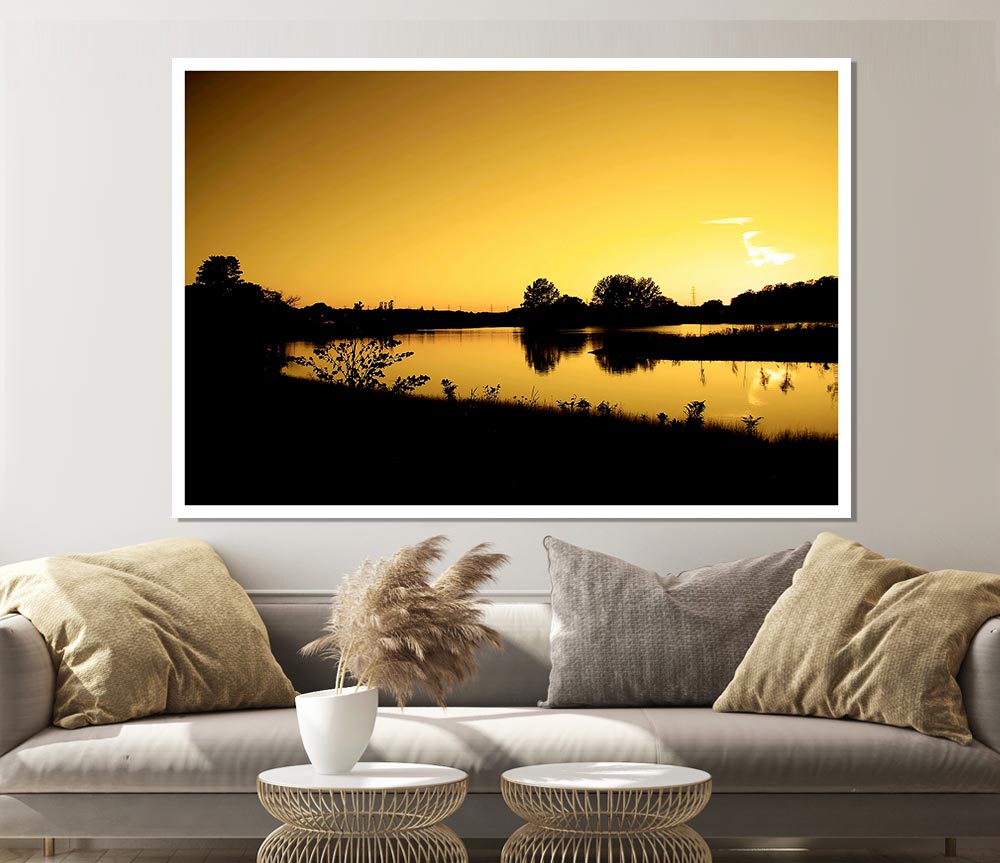 Yellow Peaceful Waters Print Poster Wall Art