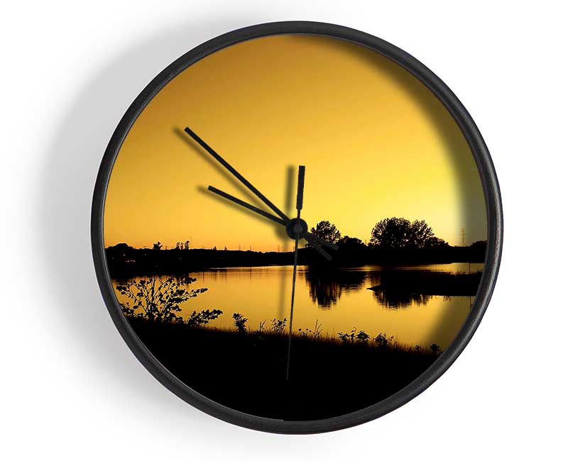 Yellow Peaceful Waters Clock - Wallart-Direct UK