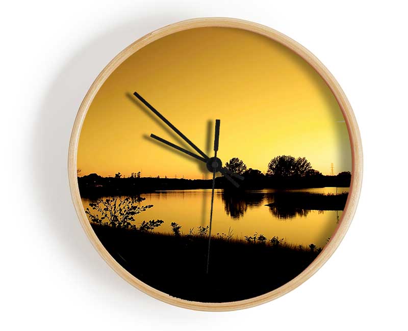 Yellow Peaceful Waters Clock - Wallart-Direct UK
