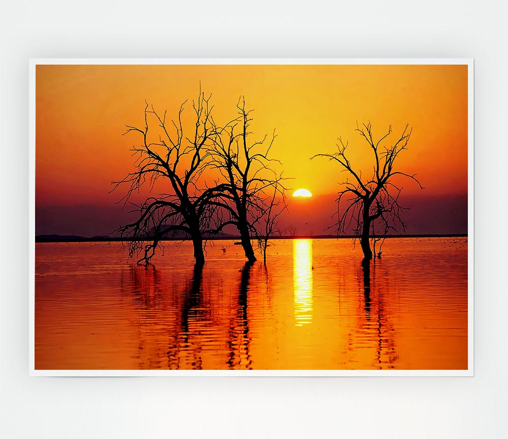 Trees In The Ocean Print Poster Wall Art