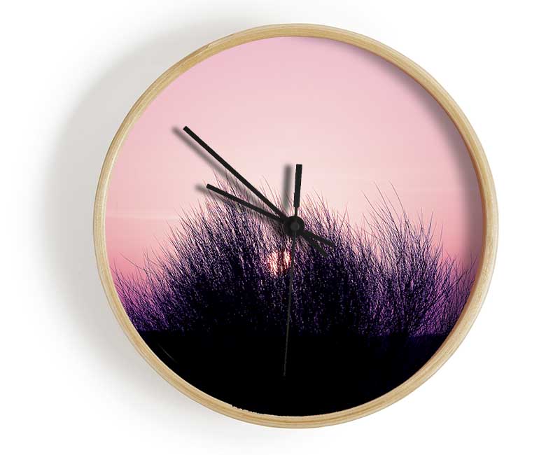 The Sun Reeds Pink Clock - Wallart-Direct UK