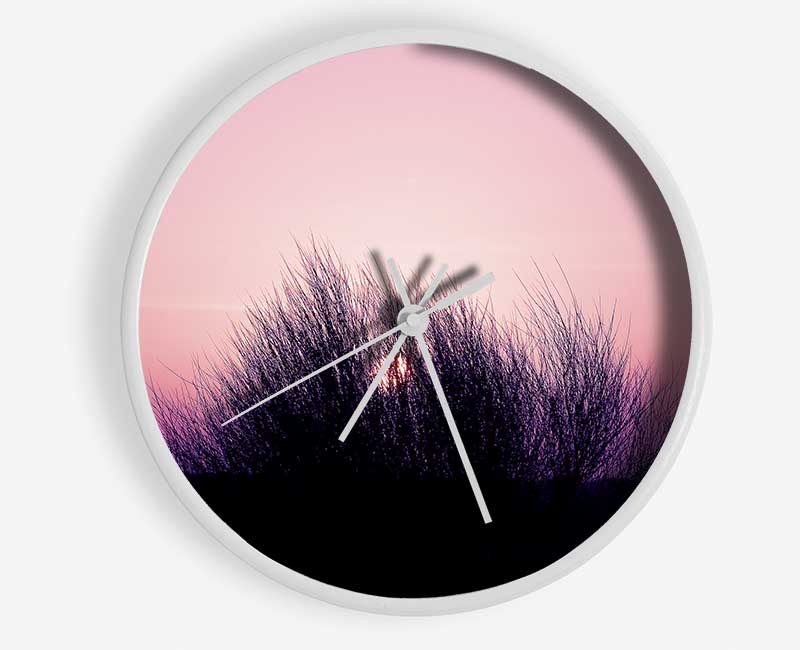 The Sun Reeds Pink Clock - Wallart-Direct UK