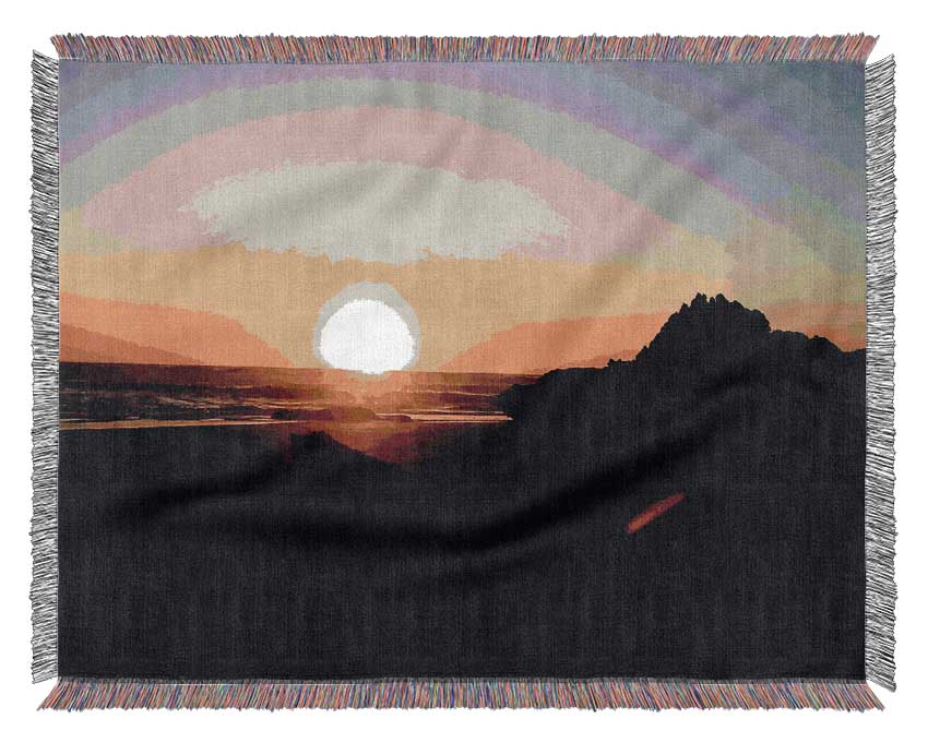 The Sun At Dusk Woven Blanket