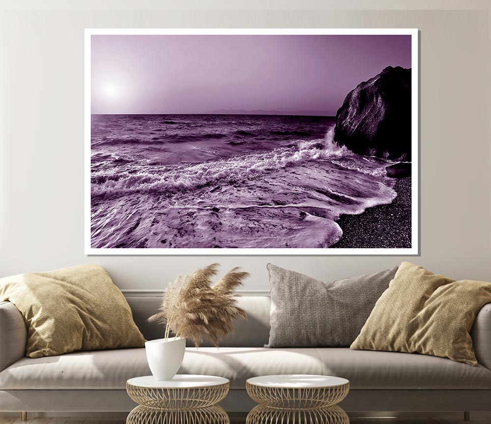 Lilac Ocean Sun Print Poster Wall Art