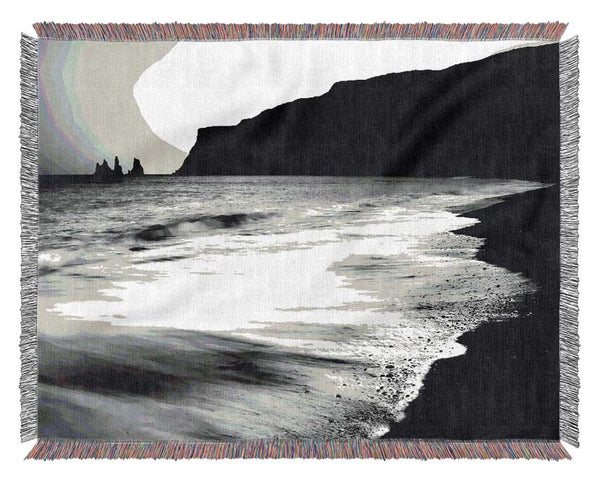 The Calming Ocean Flow B n W Woven Blanket