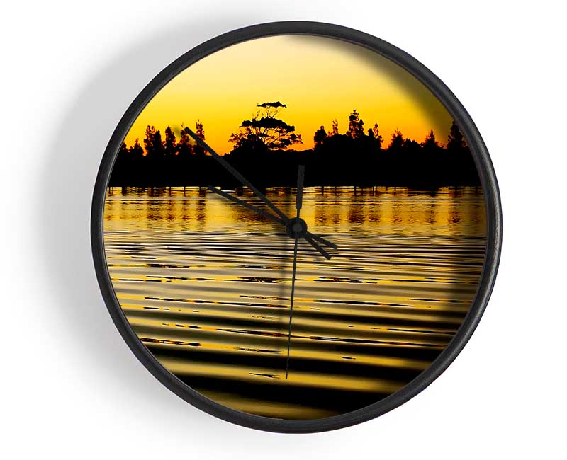 Yellow Morning Lake Clock - Wallart-Direct UK