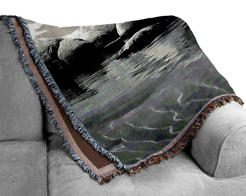 The Rock Pool B n W Woven Blanket