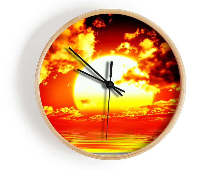 The Huge Sun Over The Ocean Clock - Wallart-Direct UK