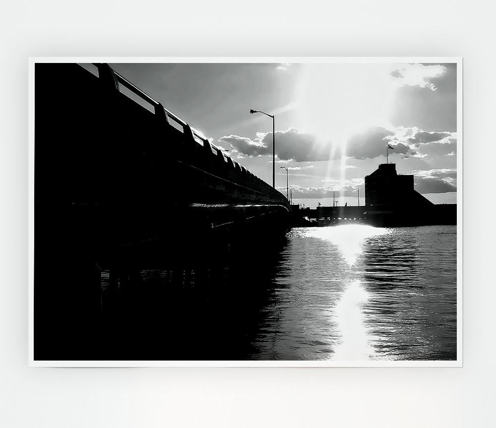 The Pier Above B N W Print Poster Wall Art