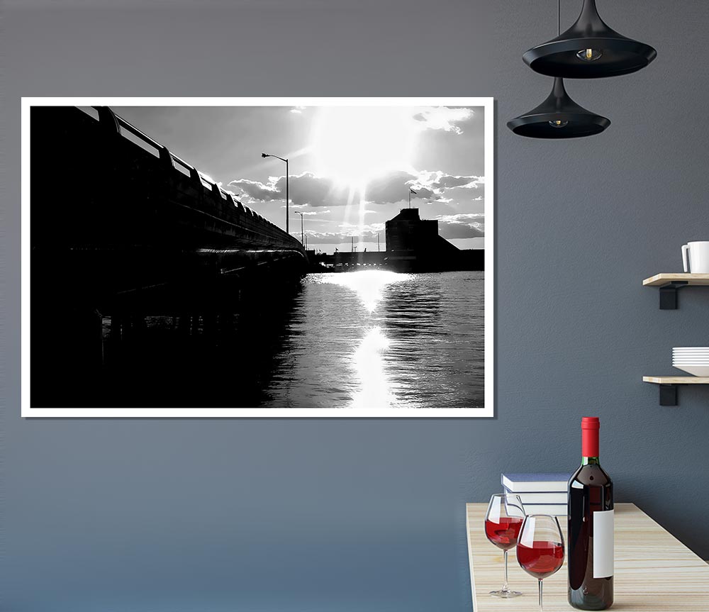 The Pier Above B N W Print Poster Wall Art