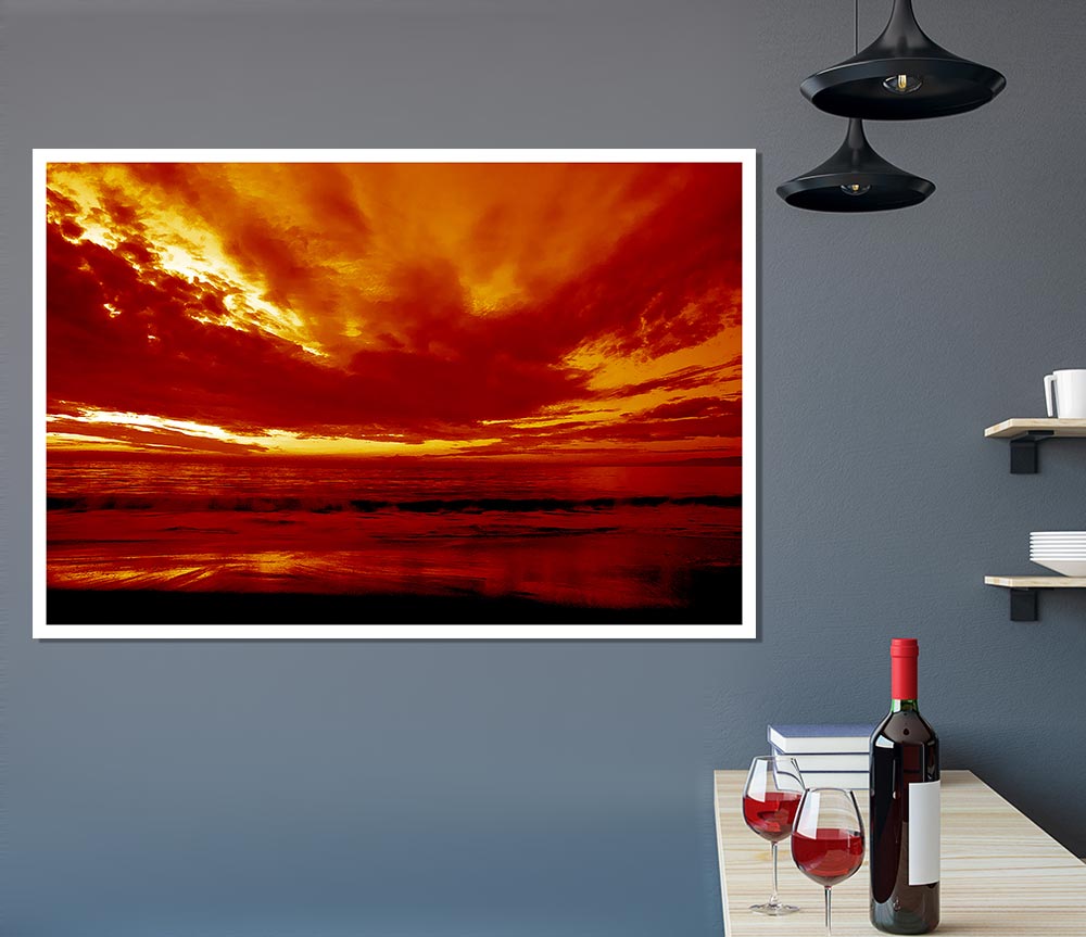 Vibrant Red Skys Print Poster Wall Art