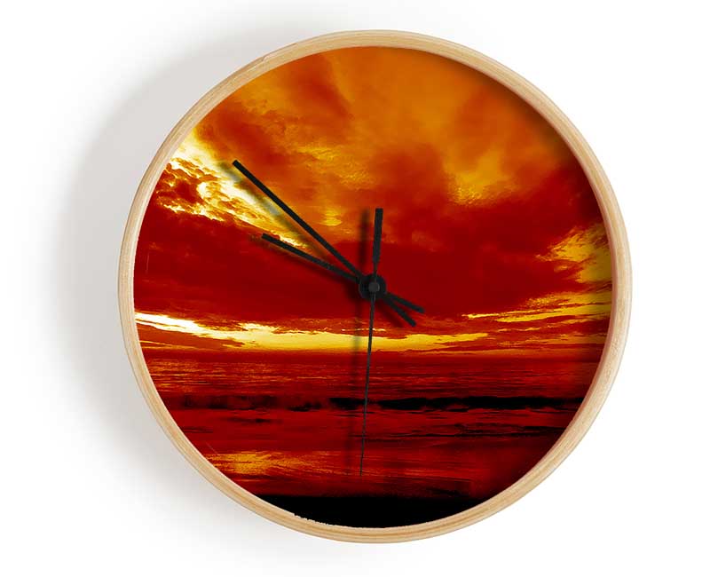 Vibrant Red Skys Clock - Wallart-Direct UK