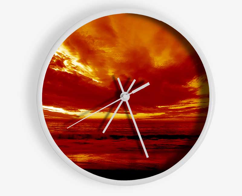 Vibrant Red Skys Clock - Wallart-Direct UK