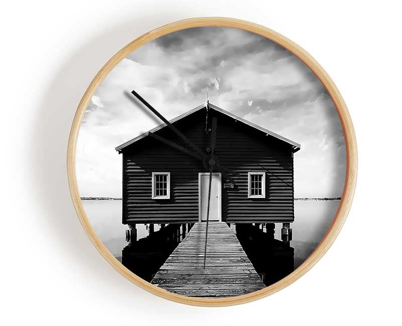 Water House B n W Clock - Wallart-Direct UK