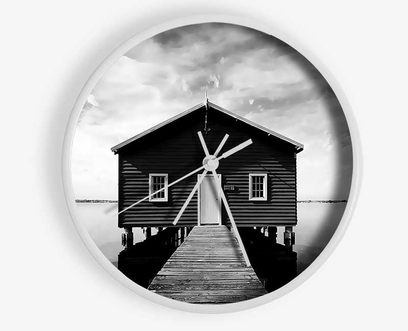 Water House B n W Clock - Wallart-Direct UK