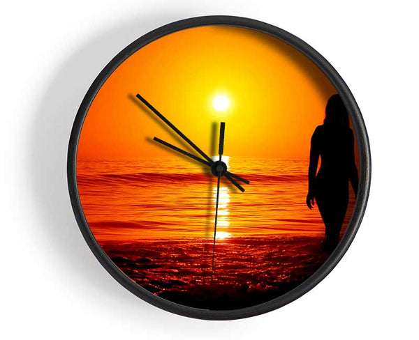 The Goddess Of The Orange Ocean Sun Clock - Wallart-Direct UK