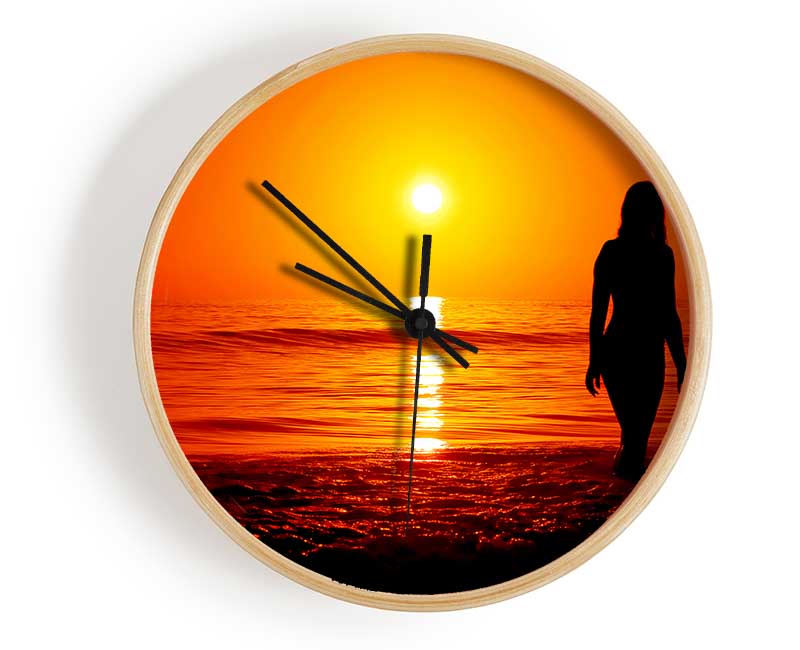 The Goddess Of The Orange Ocean Sun Clock - Wallart-Direct UK