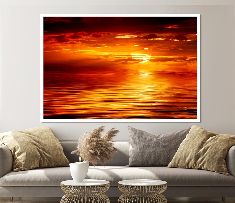 The Glistening Ocean Sun Print Poster Wall Art